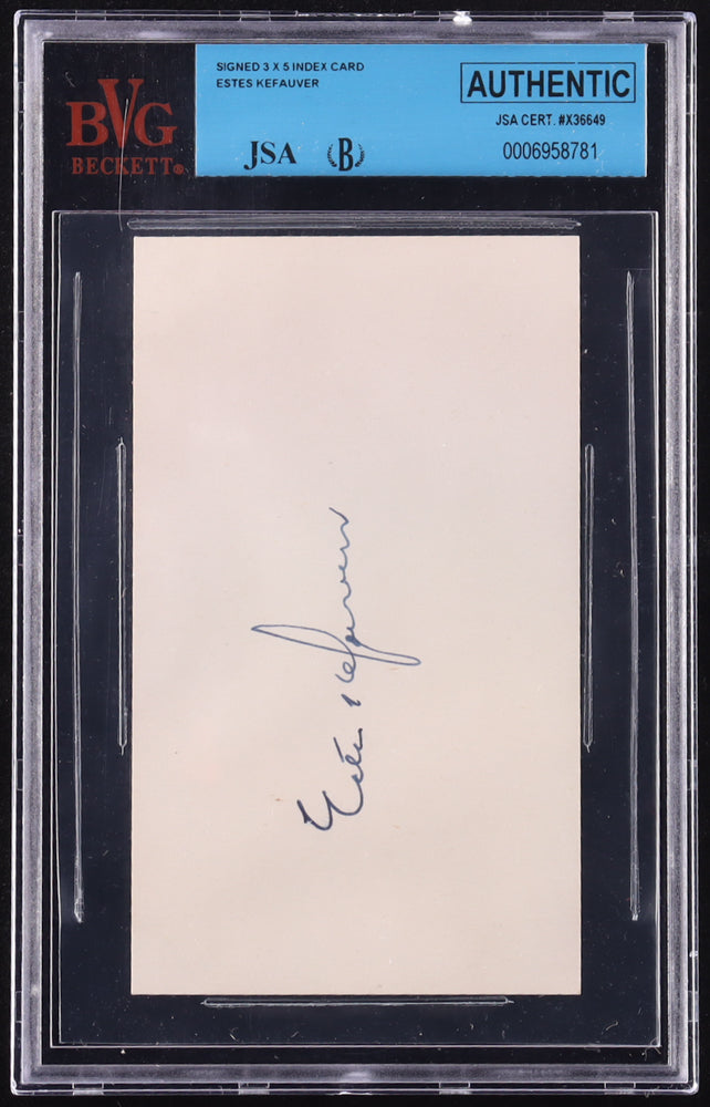 Estes Kefauver Signed Index Card (JSA) - United States Senator