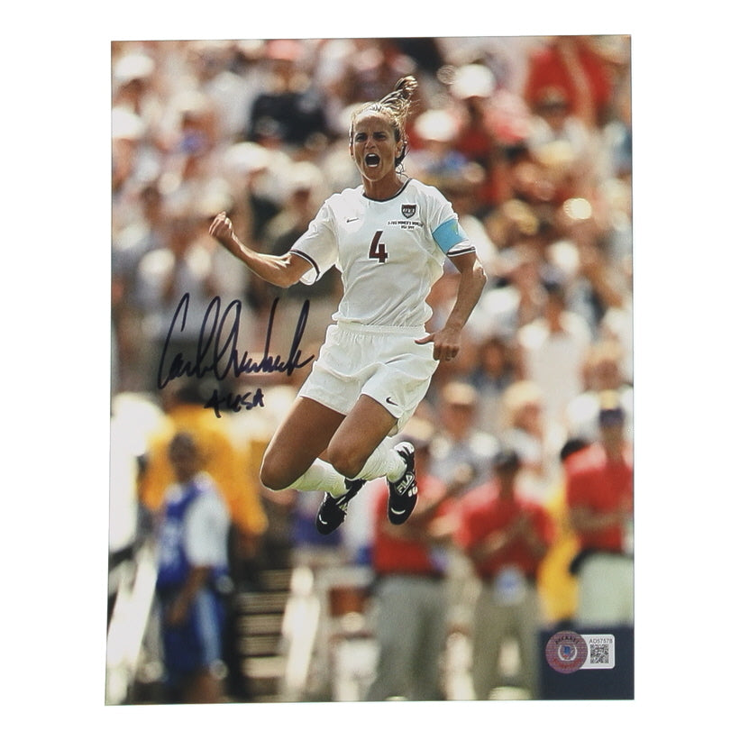 Carla Overbeck Signed (Beckett) Team USA 8x10 Photo Inscribed "4 USA"