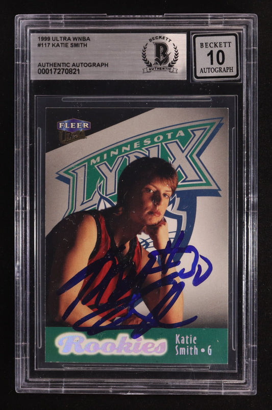 Katie Smith Signed 1999 Fleer Ultra WNBA Rookies #117 RC (BGS | Autograph Graded BGS 10) - Rookie Card