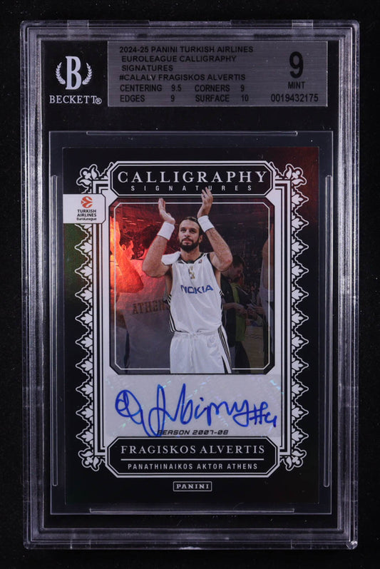 Fragiskos Alvertis 2024-25 Panini Turkish Airlines EuroLeague Calligraphy Signatures #CALALV (BGS 9)