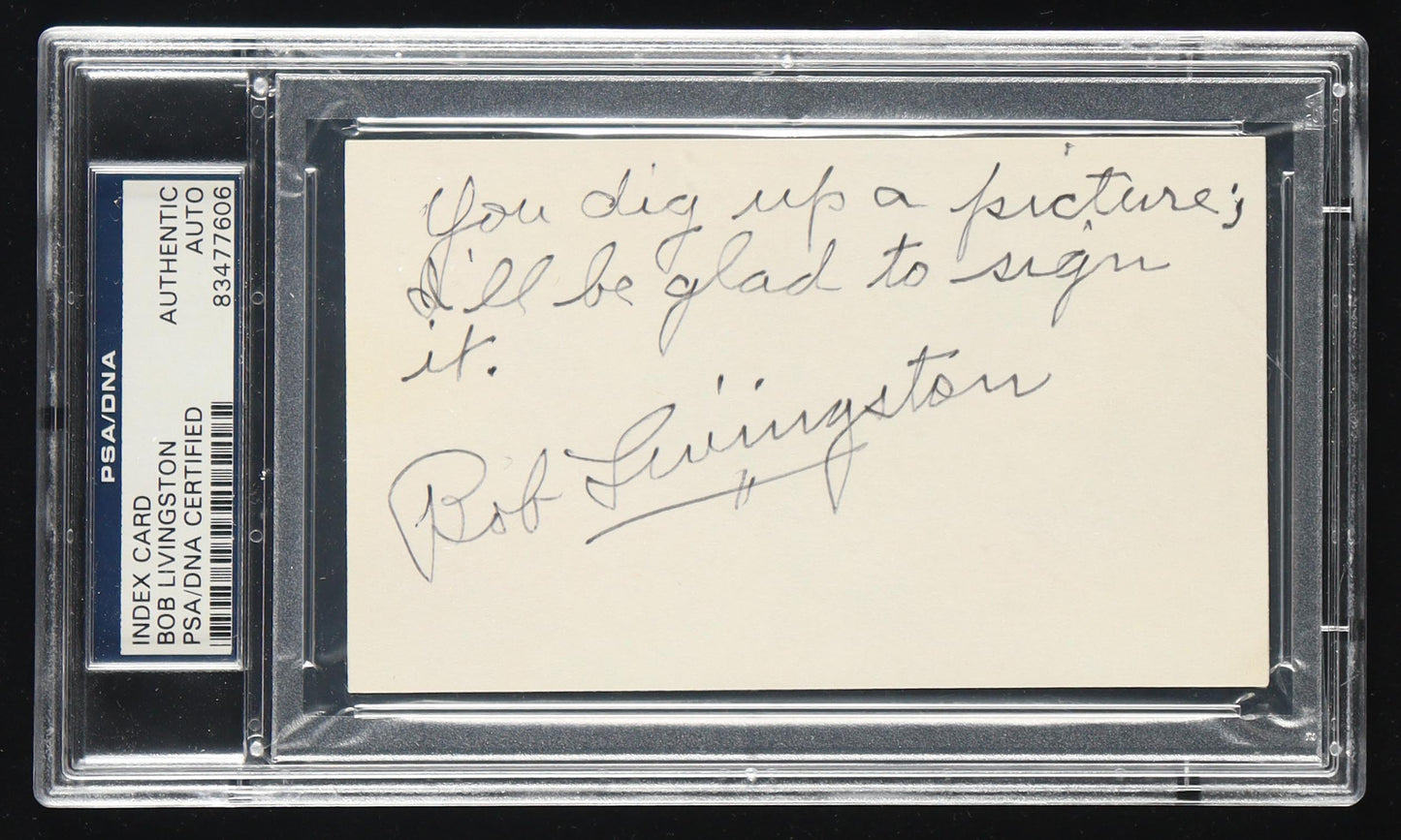 Robert (Bob) Livingston Signed 3x5 Index Card with Personalized Note (PSA) - Lone Ranger/Zorro