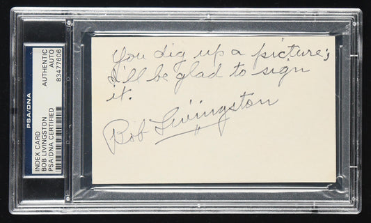 Robert (Bob) Livingston Signed 3x5 Index Card with Personalized Note (PSA) - Lone Ranger/Zorro