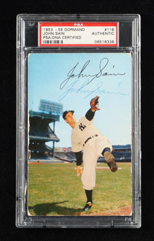 John Sain Signed 1953-55 Dormand #116 Jumbo (PSA) Beginning Wind-Up