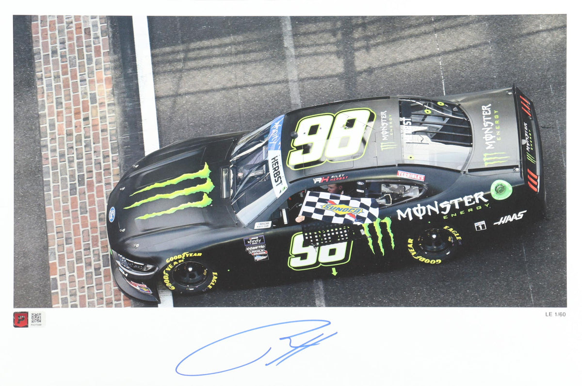 Riley Herbst Signed LE Nascar 2024 Indy Win 12x18 Print (PA) Limited Edition #/60