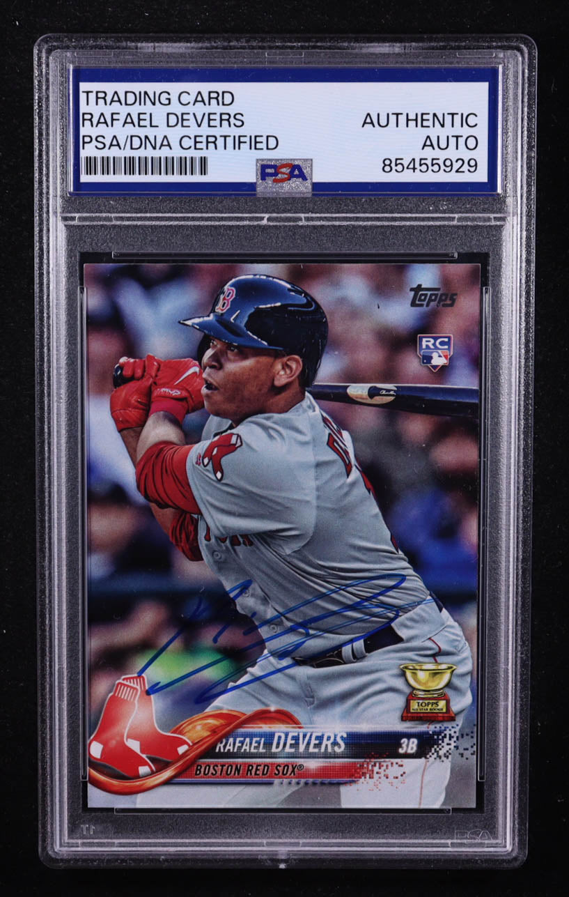 Rafael Devers Signed 2018 Topps Series 1 #18 RC (PSA) Autograph Graded PSA Authentic - Rookie Card