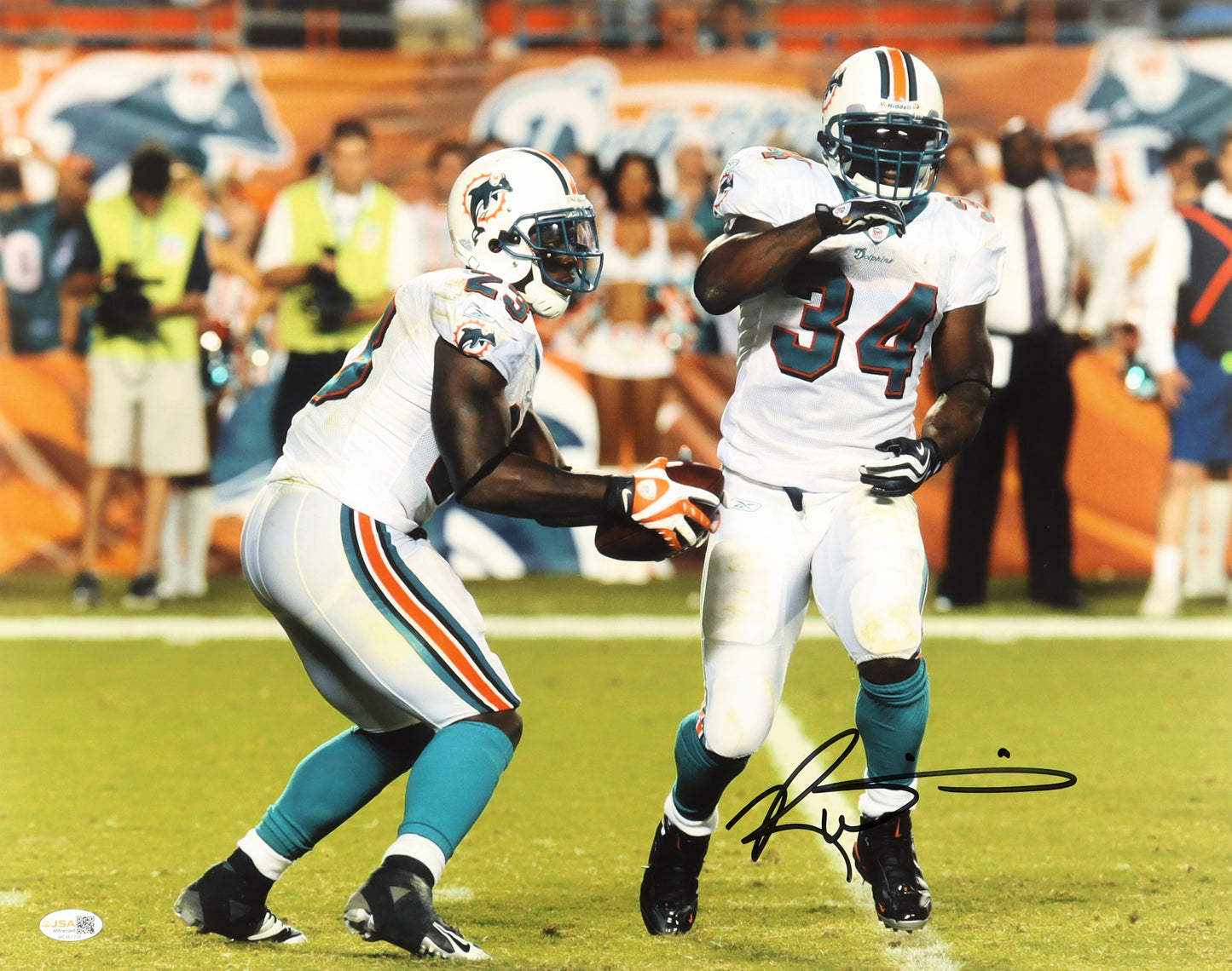 Ricky Williams Signed (JSA) Dolphins 16x20 Photo - JSA Witnessed