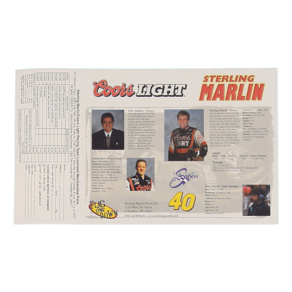 Sterling Marlin Signed NASCAR 8x10 (Beckett) - Hero Card