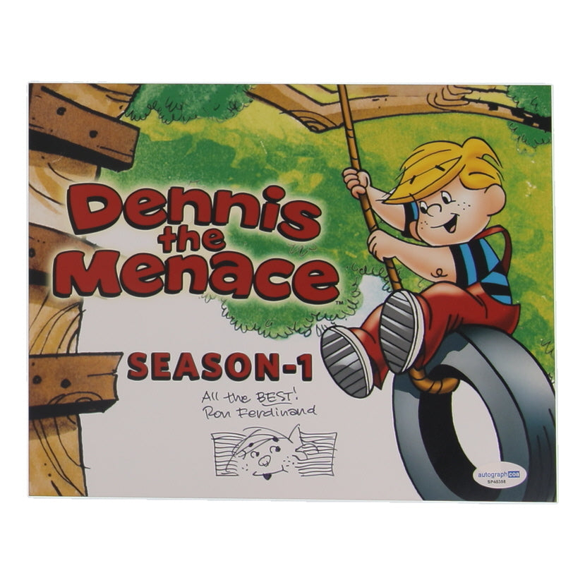 Ron Ferdinand Signed (ACOA) "Dennis the Menace" 8x10 Photo Inscribed "All The Best!" with Hand-Drawn Dennis Sketch - Writer & Artist