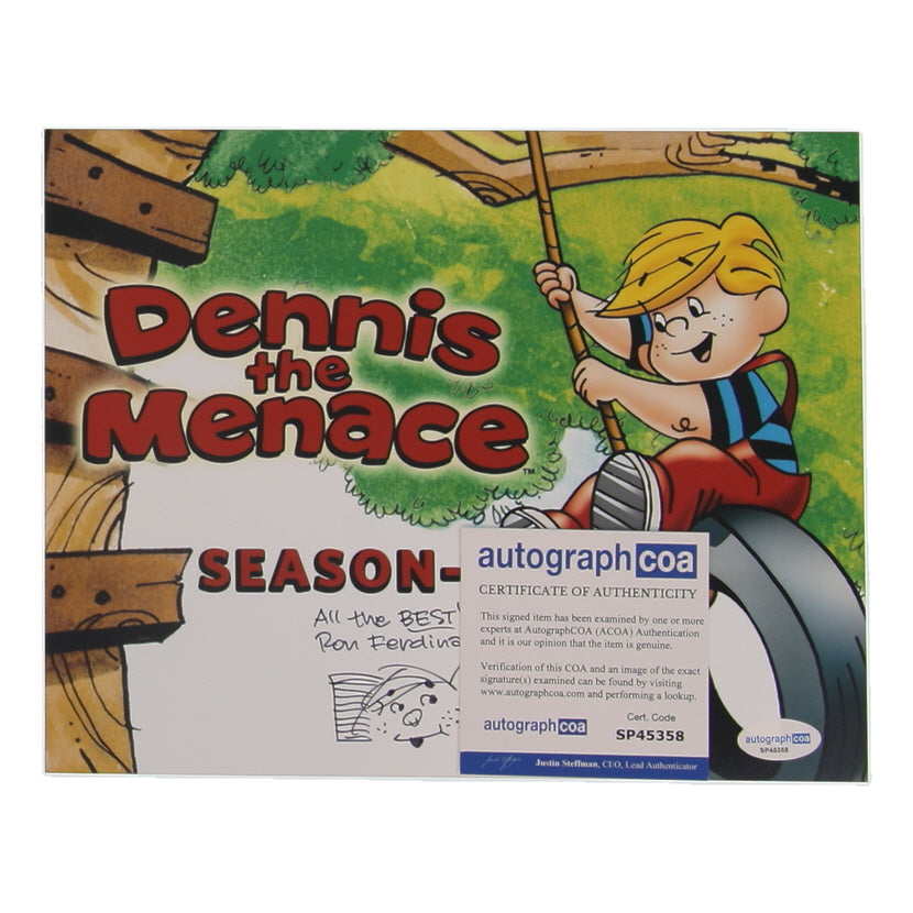Ron Ferdinand Signed (ACOA) "Dennis the Menace" 8x10 Photo Inscribed "All The Best!" with Hand-Drawn Dennis Sketch - Writer & Artist