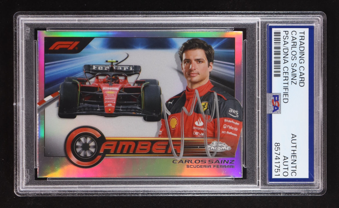 Carlos Sainz Signed 2023 Topps Chrome Amber #CAM-CSI (PSA) Autograph Graded PSA Authentic - Ferrari