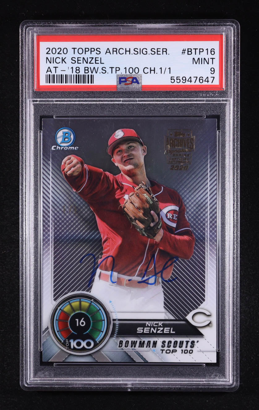 Nick Senzel 2020 Topps Archives Signature Series Bowman Scout's Top 100 #BTP16 RC #1/1 (PSA 9) - Rookie Card