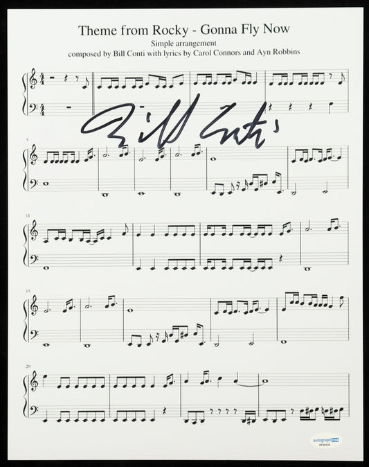 Bill Conti Signed (ACOA) "Gonna Fly Now" 11x14 Music Sheet Photo - "Rocky"