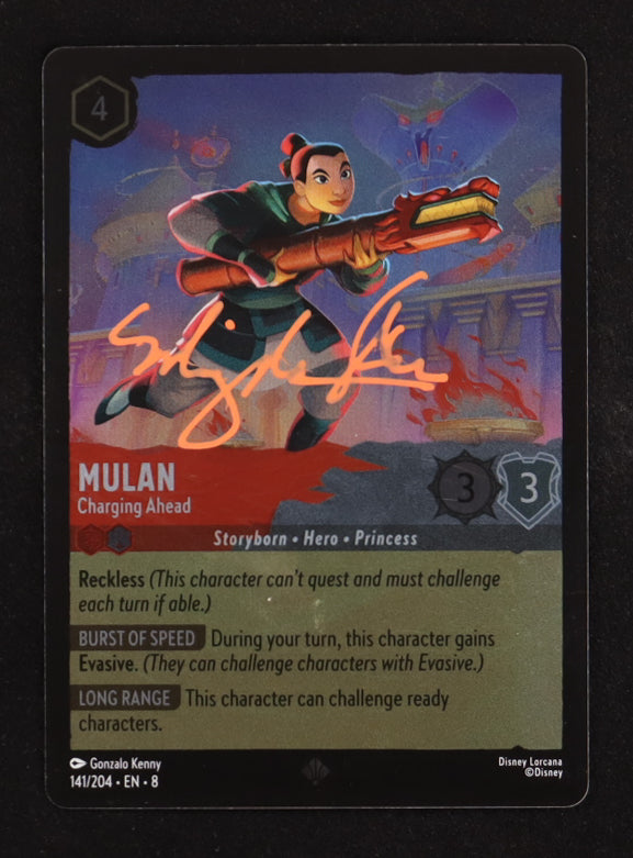 Ming-Na Wen Signed (JSA) Mulan Charging Ahead Disney Lorcana Reign Of Jafar #141 - JSA Witnessed | Mulan