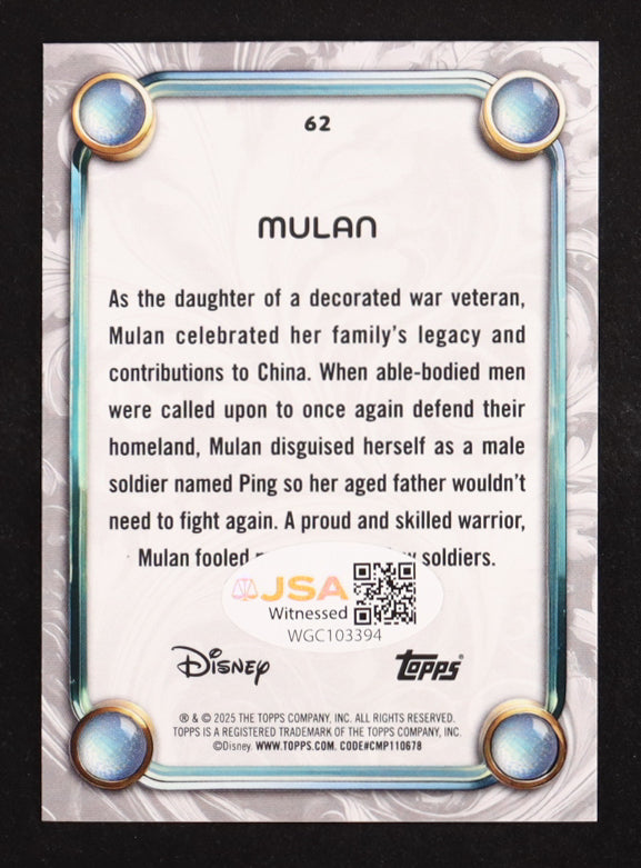 Ming-Na Wen Signed (JSA) Mulan 2025 Topps Disney Wonder #62 - JSA Witnessed | Mulan