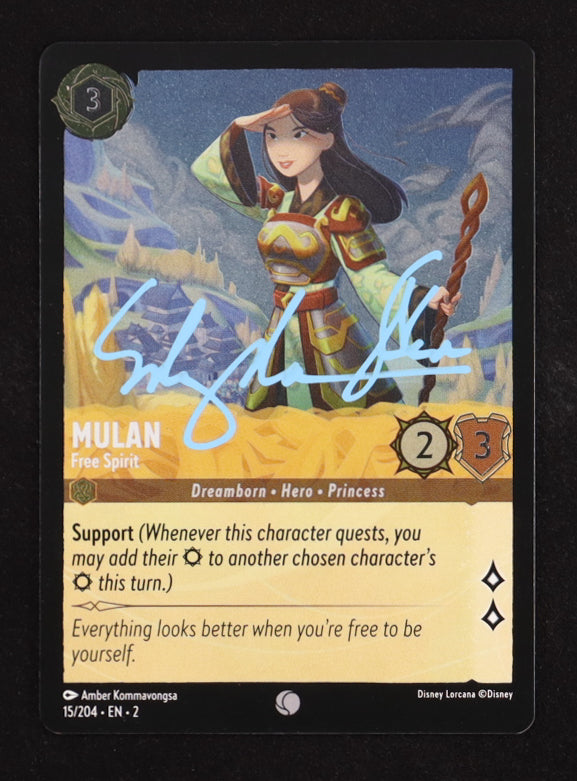 Ming-Na Wen Signed (JSA) Mulan Free Spirit 2023 Disney Lorcana Rise of the Floodborn #15 - JSA Witnessed | Mulan