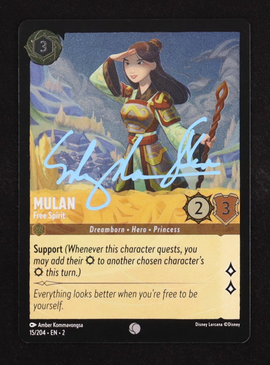 Ming-Na Wen Signed (JSA) Mulan Free Spirit 2023 Disney Lorcana Rise of the Floodborn #15 - JSA Witnessed | Mulan