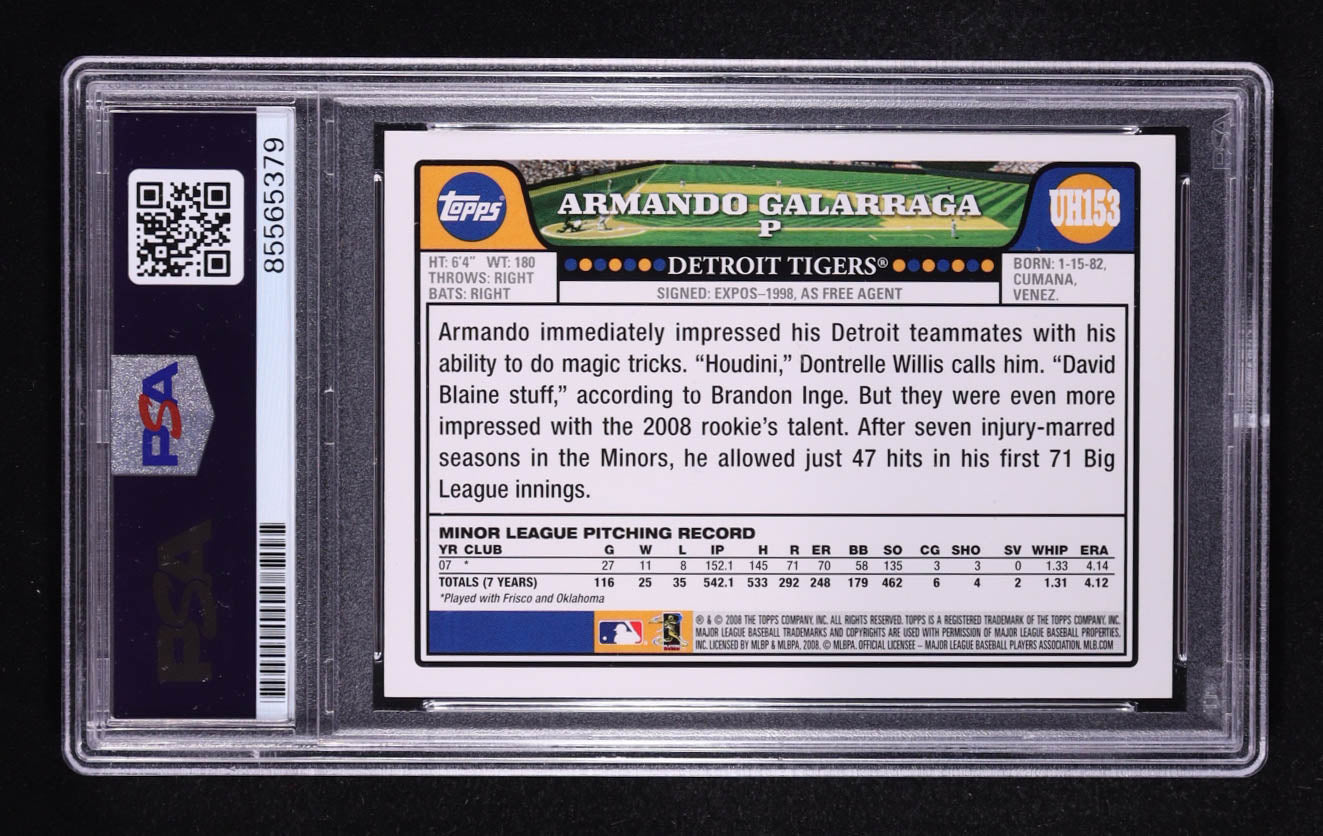 Armando Galarraga Signed 2008 Topps #UH53 RC (PSA) Rookie Card | Autograph Graded PSA Authentic