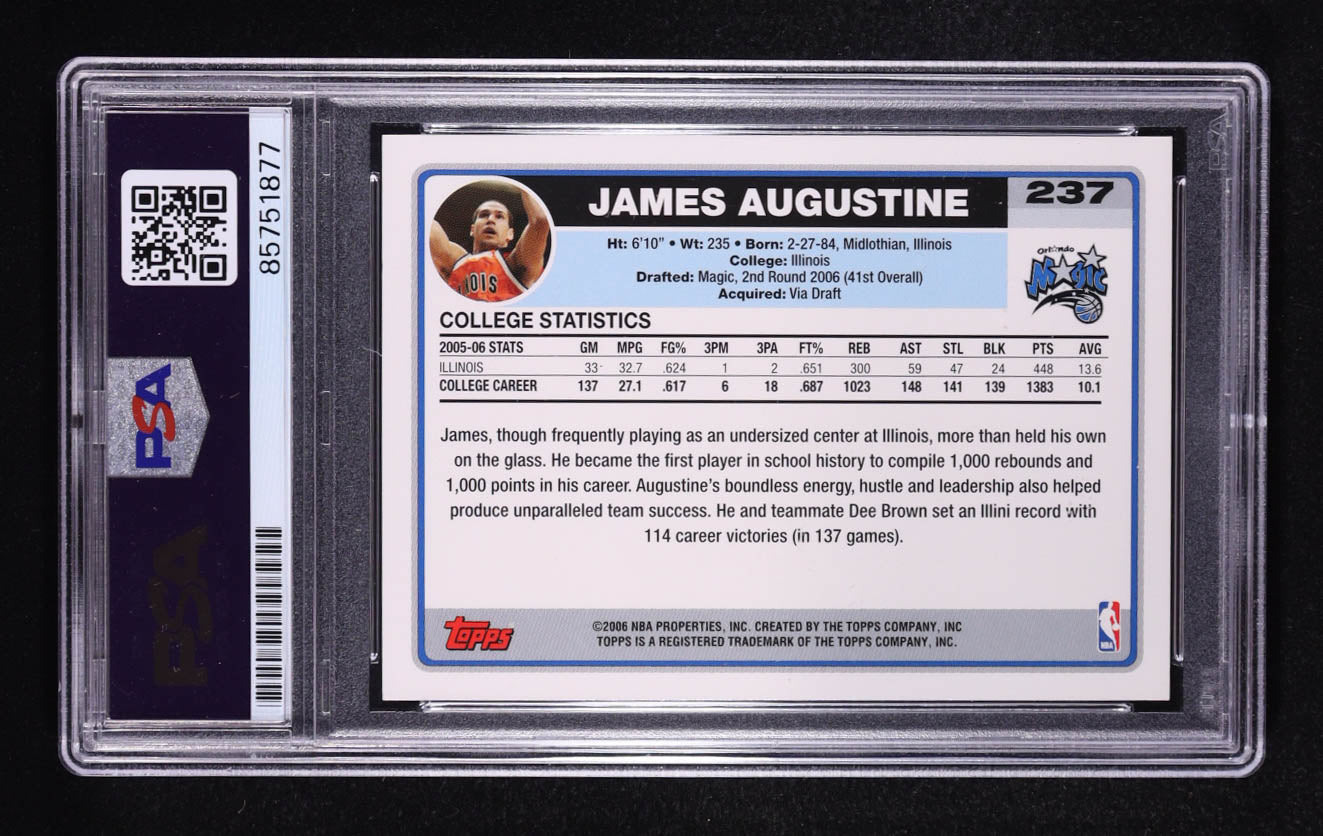 James Augustine Signed 2006 Topps #237 RC (PSA) - Rookie Card | Autograph Graded PSA Authentic