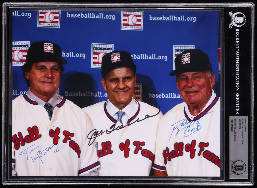 Tony LaRussa, Bobby Cox & Joe Torre Signed Braves 8x10 Photo (BAS) - Atlanta Braves