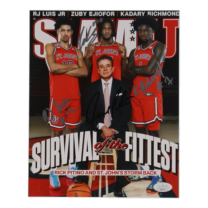 Rick Pitino, RJ Luis Jr., Zuby Ejiofor & Kadary Richmond Signed (JSA) St. John's Red Storm 8x10 Photo