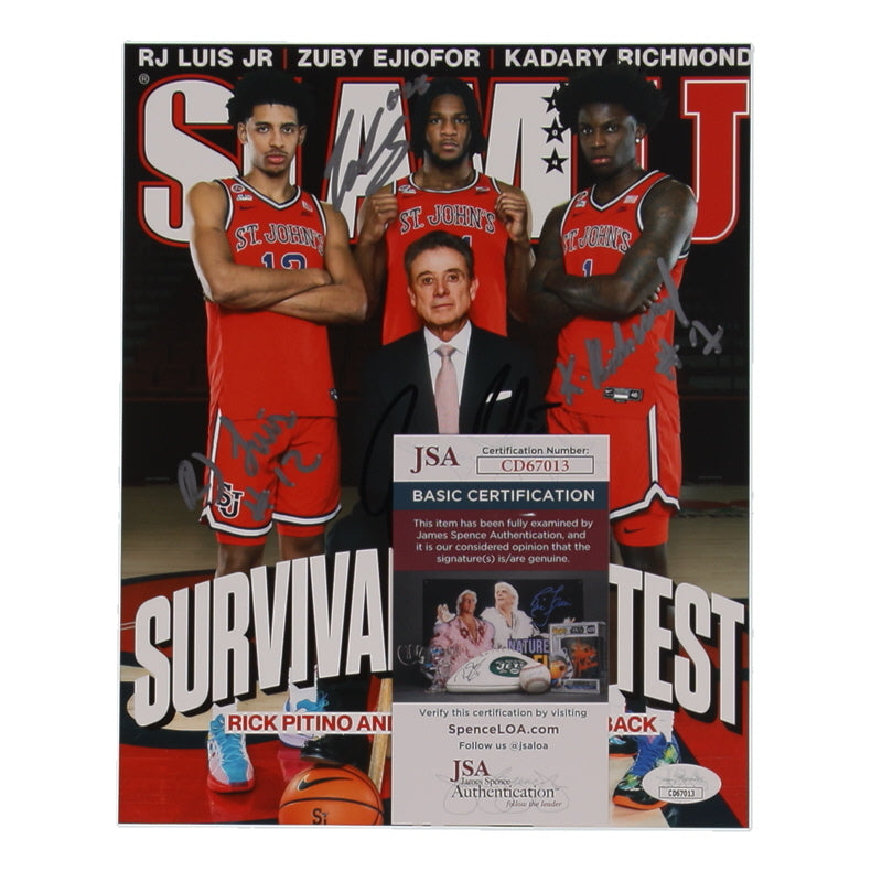 Rick Pitino, RJ Luis Jr., Zuby Ejiofor & Kadary Richmond Signed (JSA) St. John's Red Storm 8x10 Photo