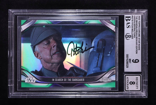 Titus Welliver 2022 Topps Chrome Star Wars The Mandalorian Beskar Edition Green Refractors #S2-18 (BAS 9 | Autograph Graded BAS 8) Serially Numbered #50 / 50