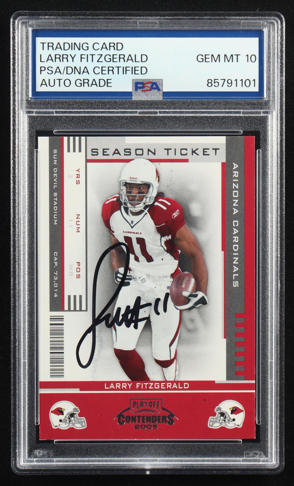 Larry Fitzgerald Signed 2005 Playoff Contenders #3 (PSA | Autograph Graded 10)