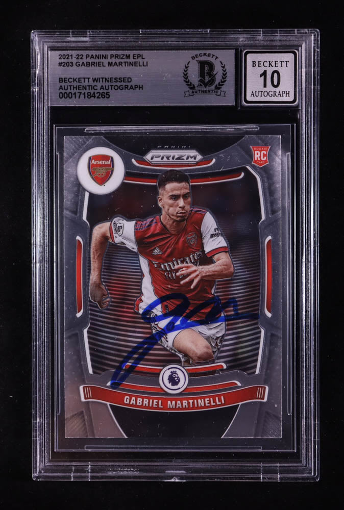 Gabriel Martinelli Signed 2021-22 Panini Prizm EPL #203 RC (BGS | Autograph Graded BGS 10) Autograph Graded BGS 10 | Rookie Card | Beckett Witnessed