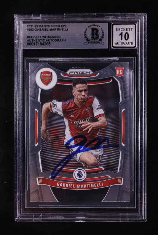 Gabriel Martinelli Signed 2021-22 Panini Prizm EPL #203 RC (BGS | Autograph Graded BGS 10) Autograph Graded BGS 10 | Rookie Card | Beckett Witnessed