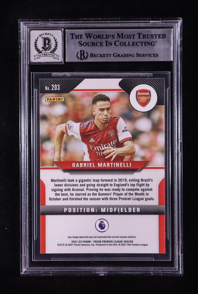 Gabriel Martinelli Signed 2021-22 Panini Prizm EPL #203 RC (BGS | Autograph Graded BGS 10) Autograph Graded BGS 10 | Rookie Card | Beckett Witnessed