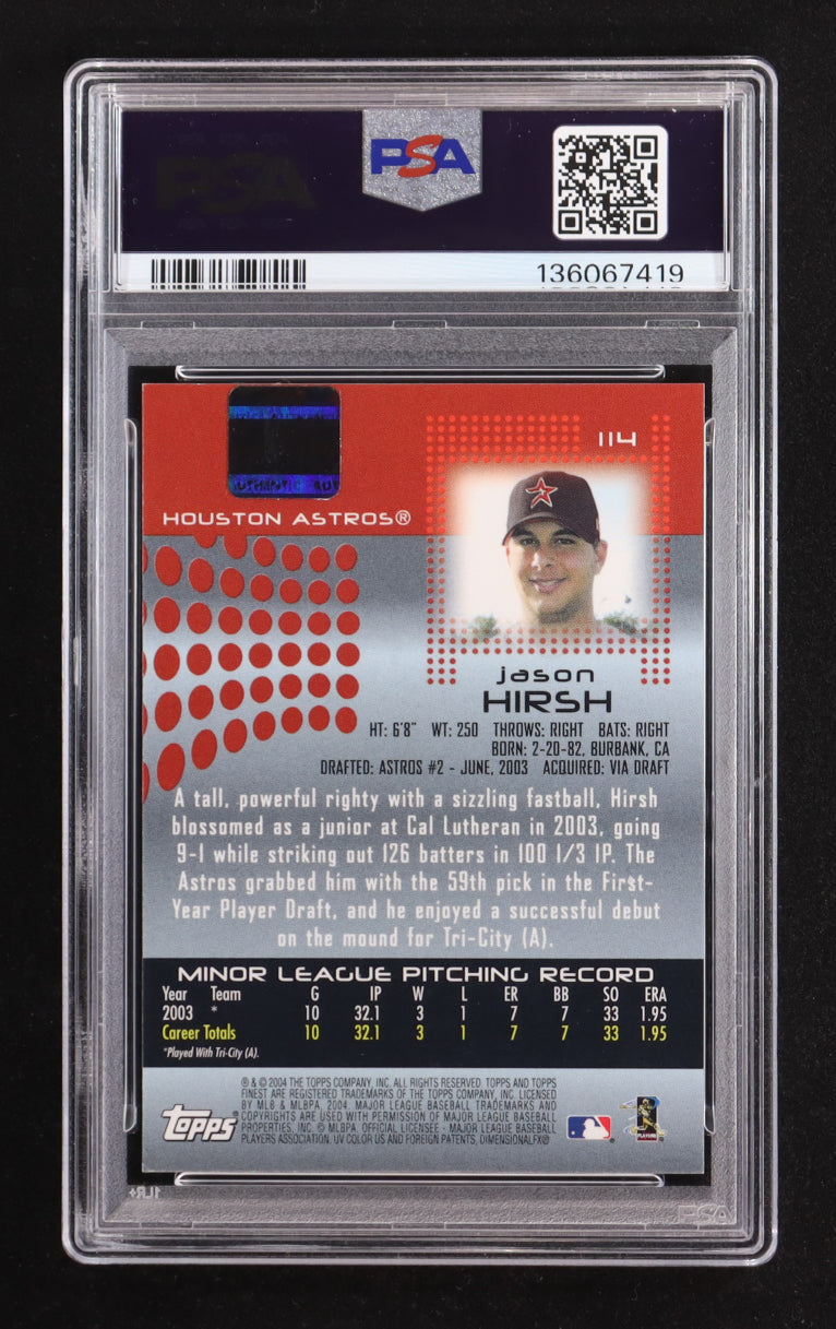 Jason Hirsh 2004 Topps Finest Autograph #114 RC (PSA 9) - Rookie Card