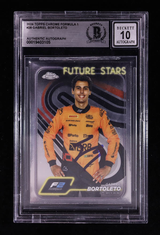 Gabriel Bortoleto Signed 2024 Topps Chrome Formula 1 #28 RC (BGS | Auto 10) Autograph Graded 10 - Rookie Card