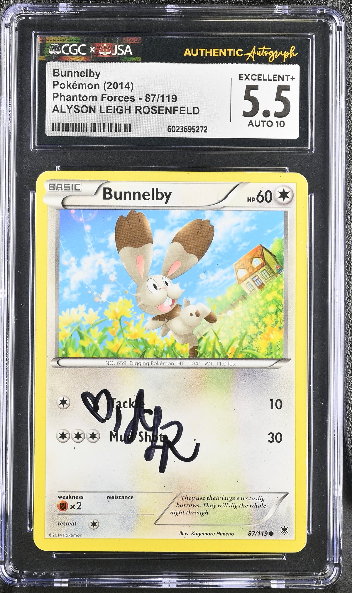 Alyson Leigh Rosenfeld Signed Bunnelby 2014 Phantom Forces #87 (CGC&JSA 5.5 | Autograph Grade 10) Autograph Graded CGC & JSA 10