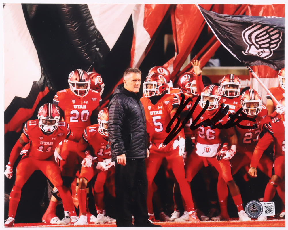 Kyle Whittingham Signed (Beckett) Utah Utes 8x10 Photo - Beckett Witnessed