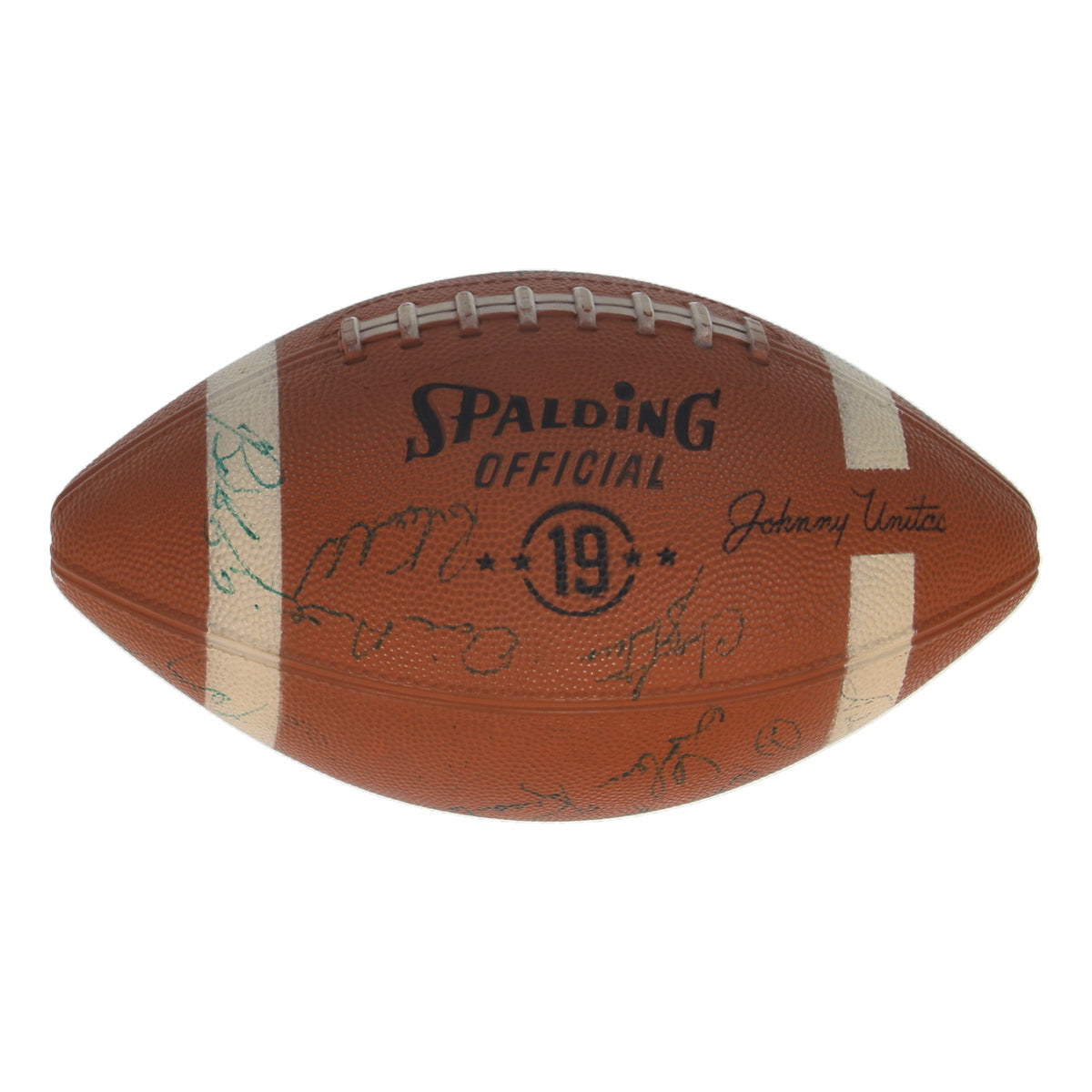1969 Baltimore Colts Spalding "Johnny Unitas" Football Team-Signed by (20) with Johnny Unitas, John Mackey, Ted Hendricks, George Ressler (JSA)