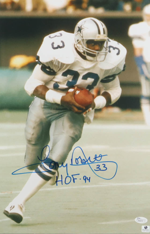 Tony Dorsett Signed (JSA) Cowboys 12x18 Photo Inscribed " -HOF 94"