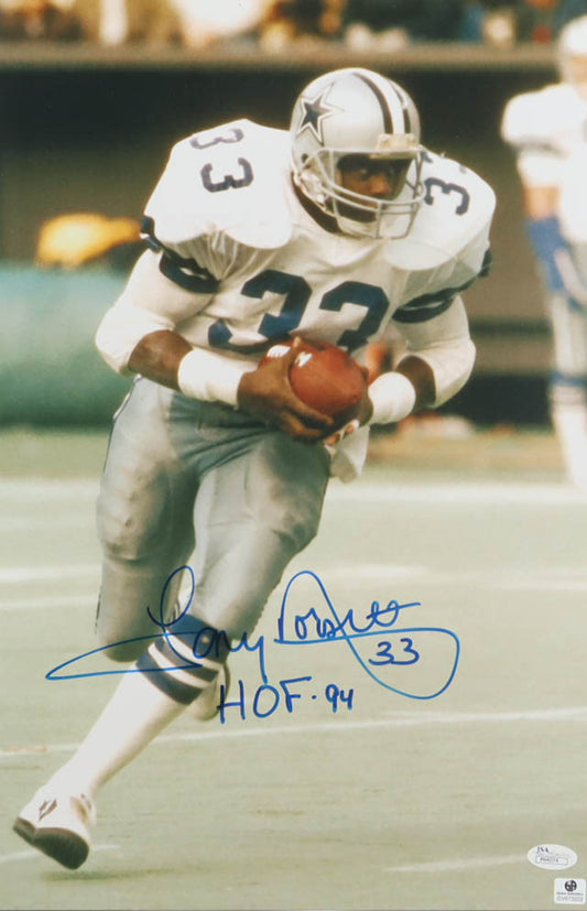 Tony Dorsett Signed (JSA) Cowboys 12x18 Photo Inscribed " -HOF 94"