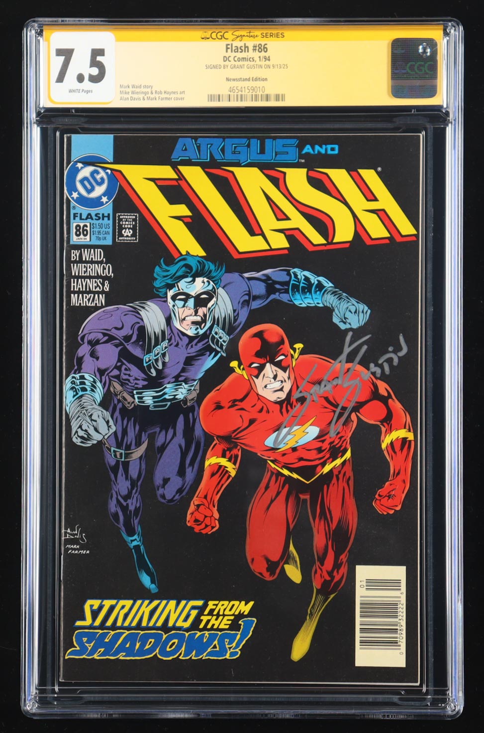 Grant Gustin Signed 1994 "The Flash" Issue #86 DC Comic Book (CGC 7.5) Barry Allen / The Flash