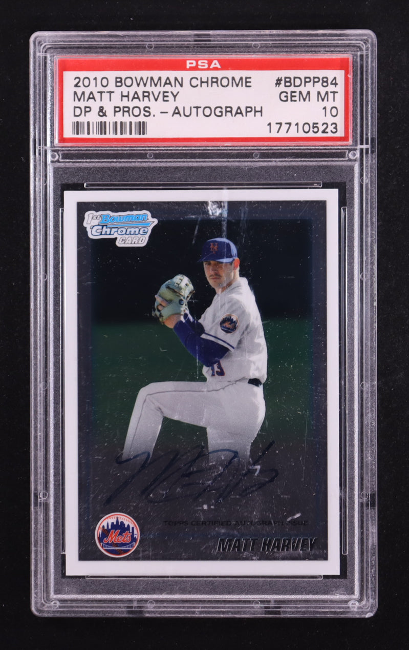Matt Harvey 2010 Bowman Chrome Draft Prospect Autographs #BDPP84 RC (PSA 10) - Rookie Card