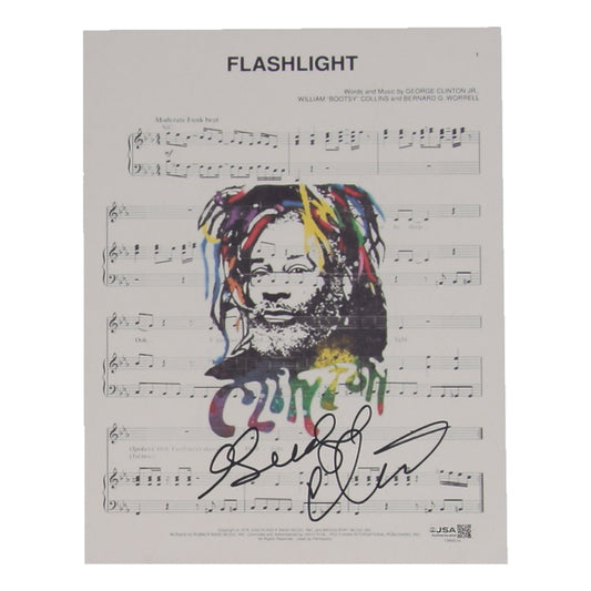 George Clinton Signed (JSA) Parliament "Flash Light" 8.5x11 Music Sheet