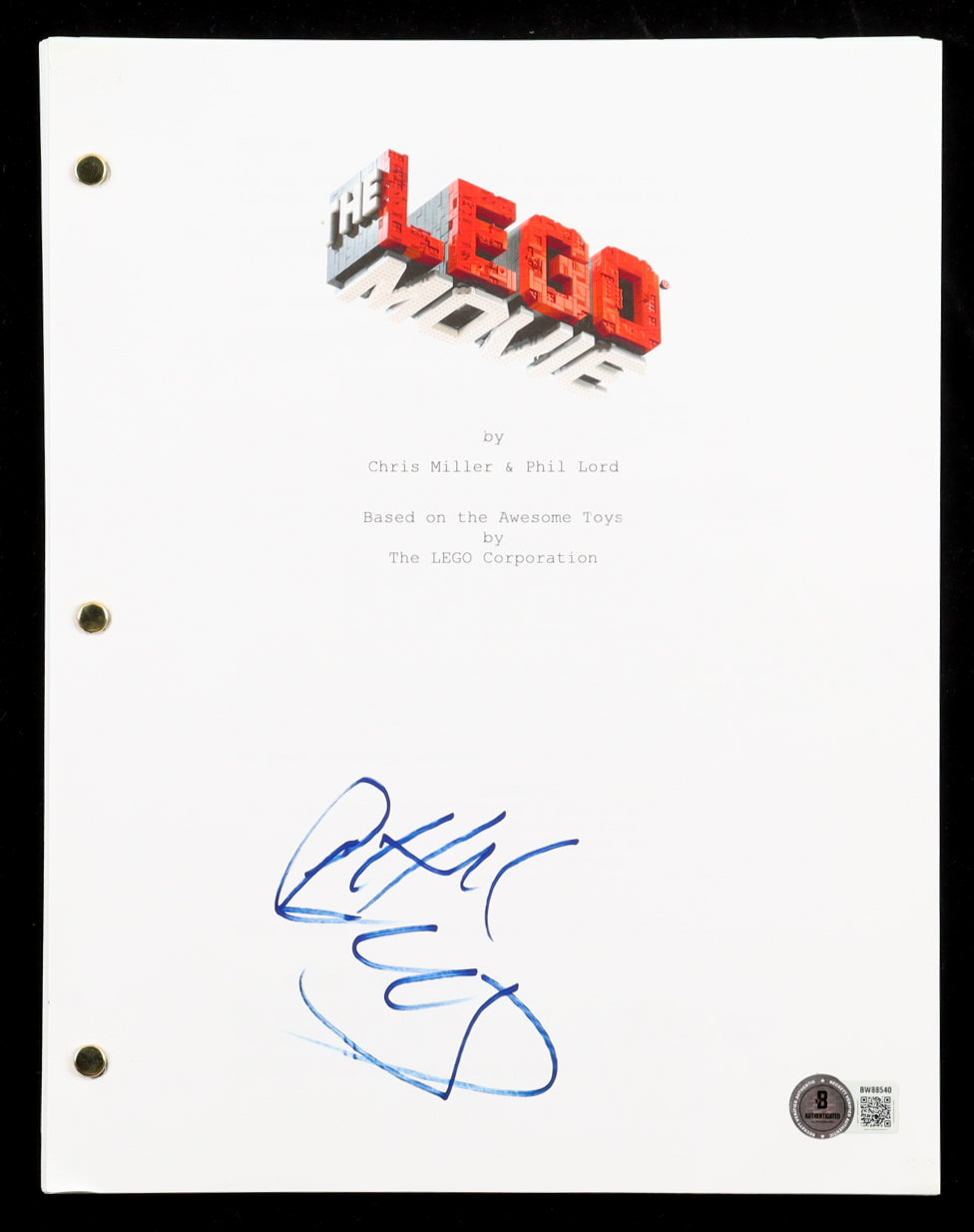 Phil Lord Signed (Beckett) "The Lego Movie" Full Script Replica - Director