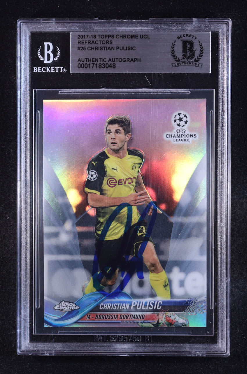 Christian Pulisic Signed 2017-18 Topps Chrome UEFA Champions League Refractors #25 RC (BGS) Autograph Graded Authentic - Rookie Card