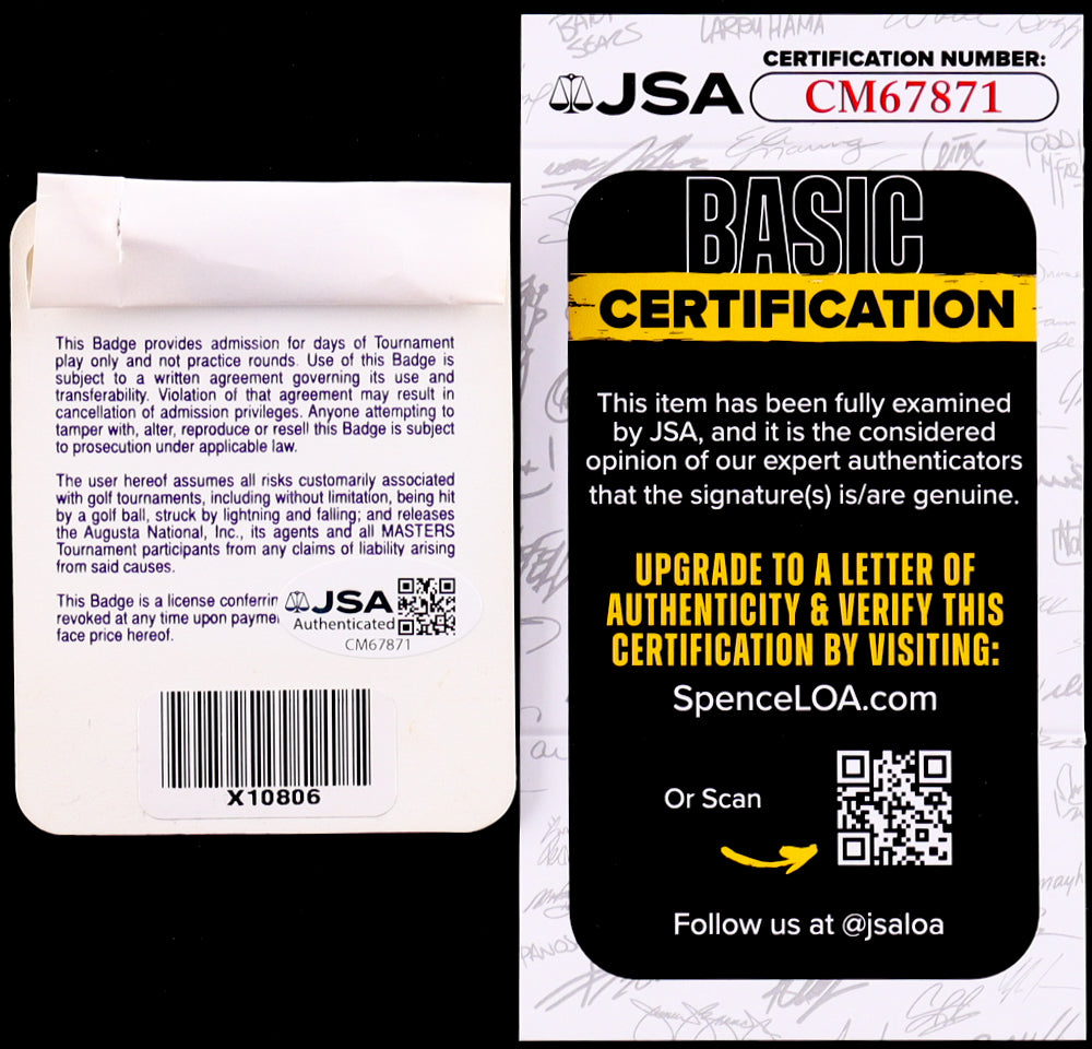 Jose Maria Olazabal Signed (JSA) 1994 Masters Ticket Badge