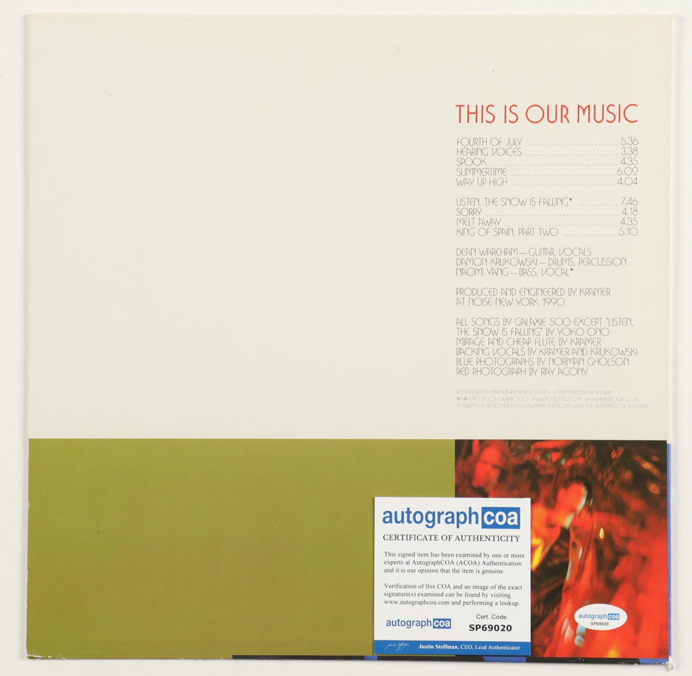 Dean Wareham Signed (ACOA) "This Is Our Music" Vinyl Record Album Cover - Galaxie 500