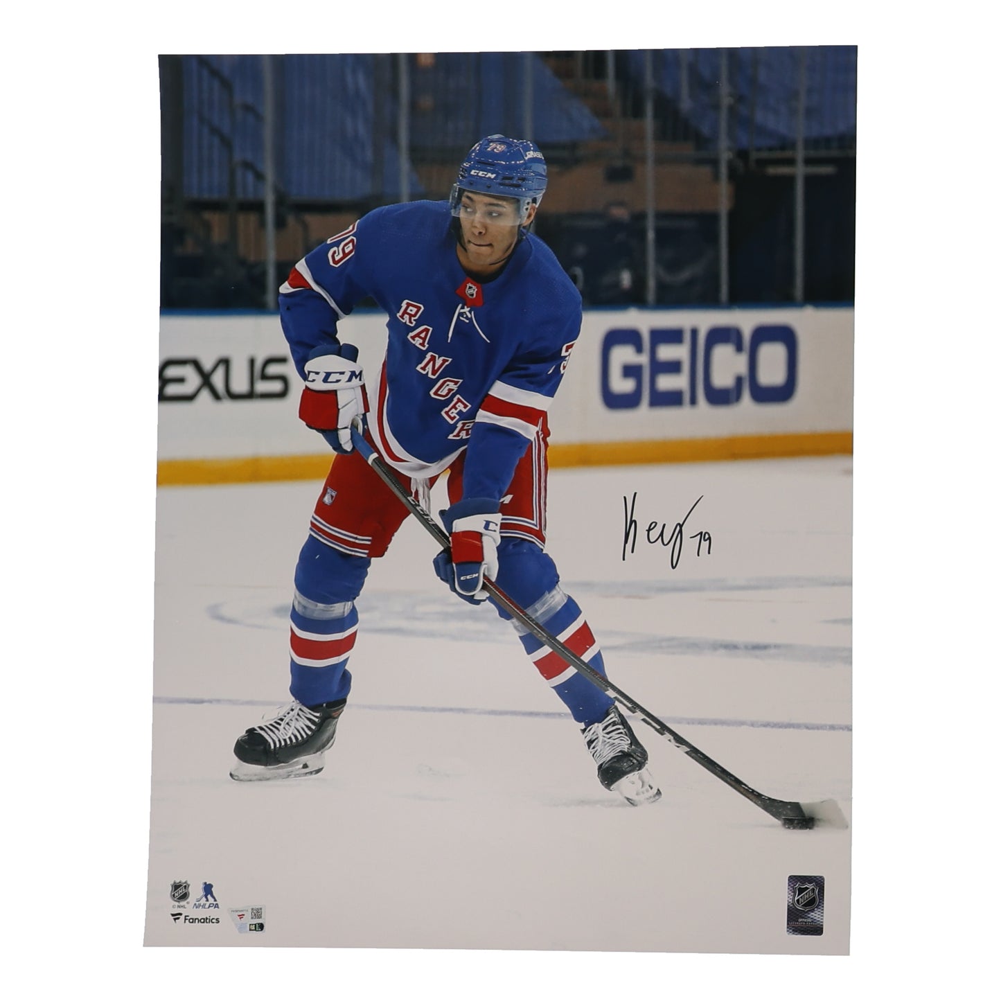 K'Andre Miller Signed Rangers 16x20 Photo (Fanatics)