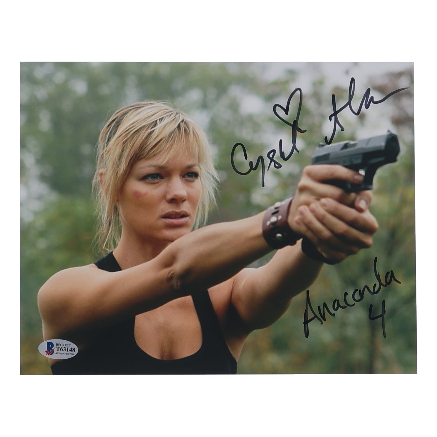 Crystal Allen Signed (Beckett) "Anacondas: Trail of Blood" 8x10 Photo Inscribed "Anaconda 4" - Amanda Hayes