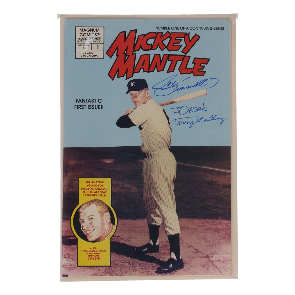 Joe Sinnot, Terry Malloy, & Joe Orsak Signed (Beckett) 1991 "Mickey Mantle" #1 Magnum Comic Book