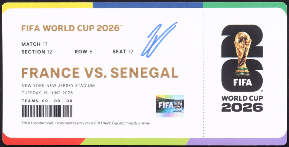 Warren Zaire-Emery Signed (Beckett) 2026 France vs. Senegal FIFA World Cup Souvenir Ticket