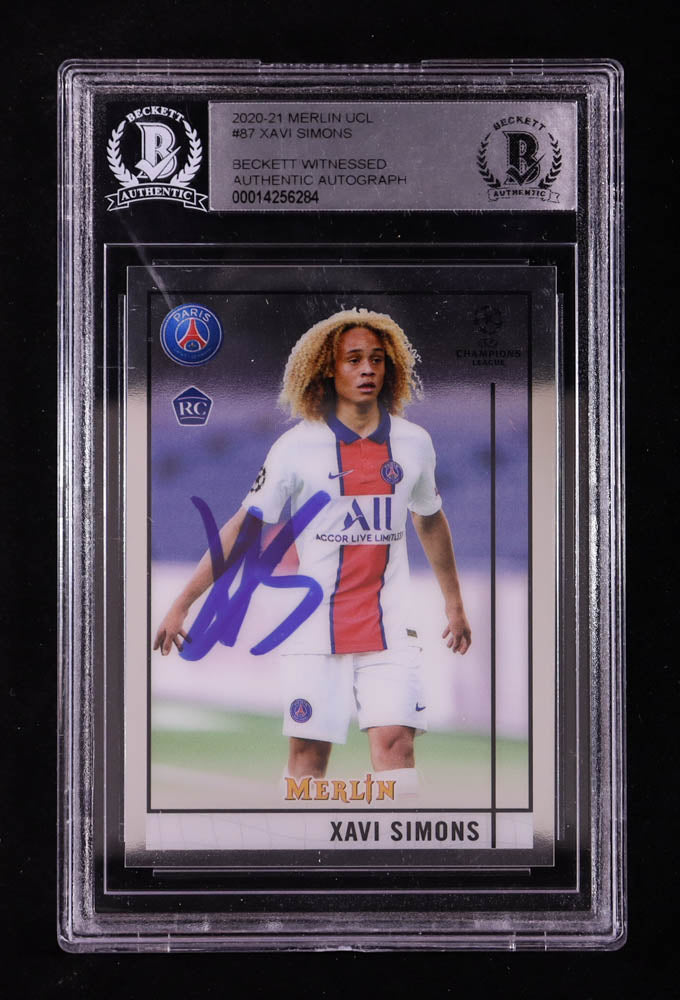Xavi Simons Signed 2020-21 Merlin UEFA Champions League #87 RC (BGS) Rookie Card | Autograph Graded BGS Authentic | Beckett Witnessed