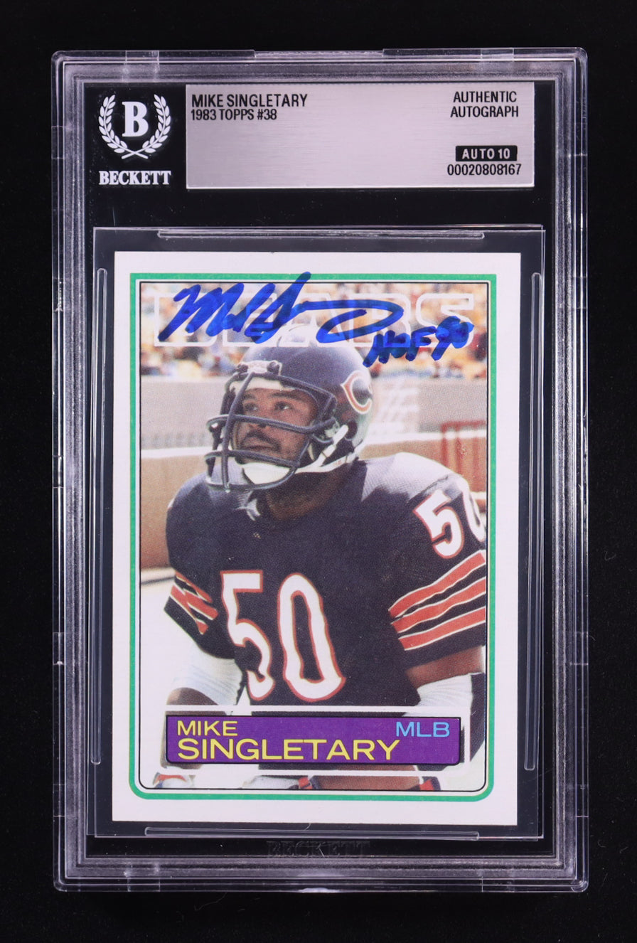 Mike Singletary Signed 1983 Topps Inscribed "HOF 98" #38 RC (BGS | Autograph Graded BGS 10) Rookie Card | Autograph Graded BGS 10